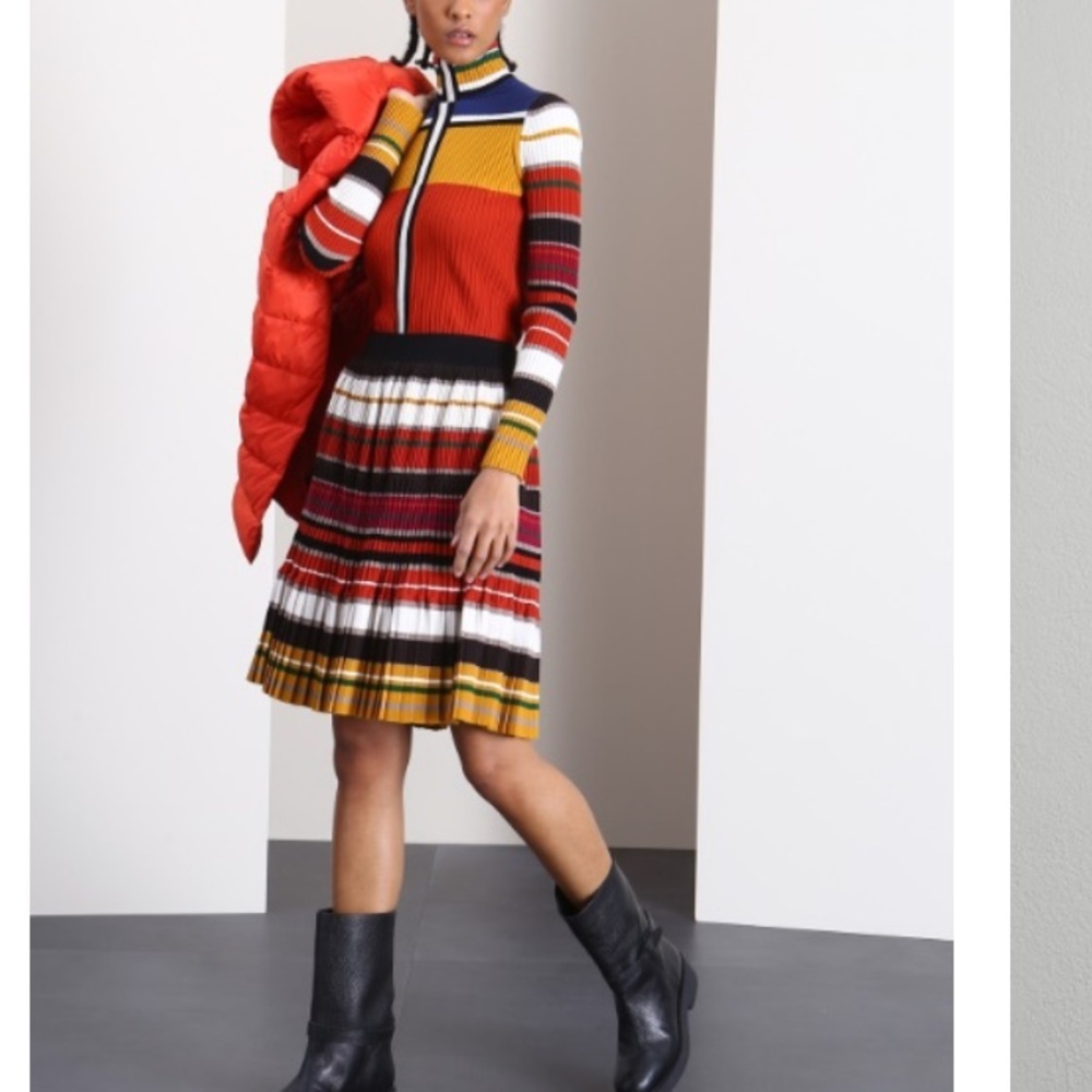 Weekend Max Mara Multicolor Turtleneck Fitted Sweater & Skirt SET Spring Sz:Xs/S